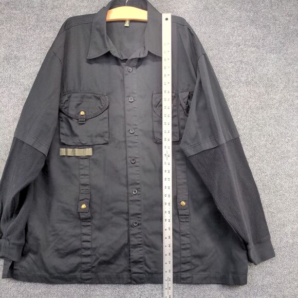 Raw Blue Men's Button-Up Shirt Black 3XL Long Sleeve Multi Pocket Cotton Blend - Picture 10 of 12